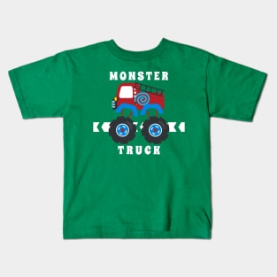 Vector illustration of monster truck with cartoon style. Kids T-Shirt